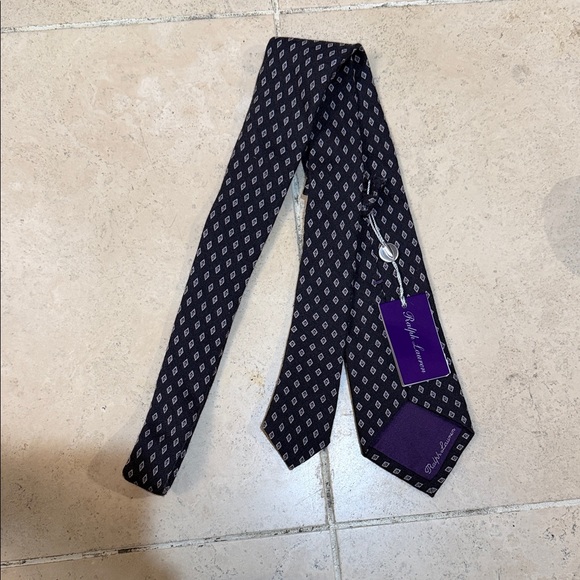 Ralph Lauren Purple Label Black and White Geometric Tie